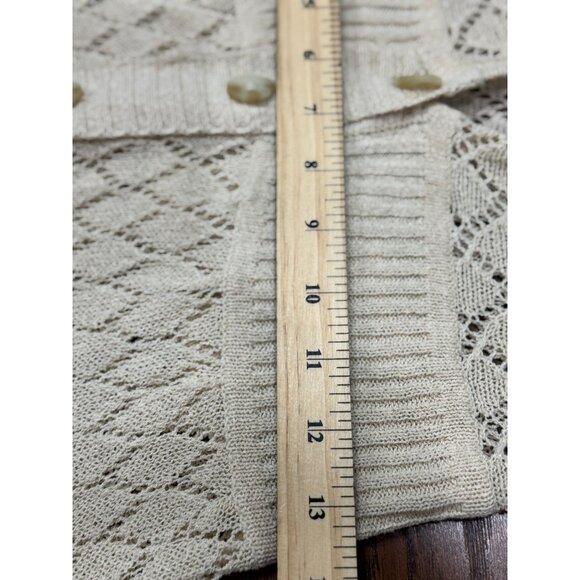 BANDOLINO Womens S Vintage Cream Shorth Sleeve Open Knit Cardigan Sweater Dress - Picture 9 of 11